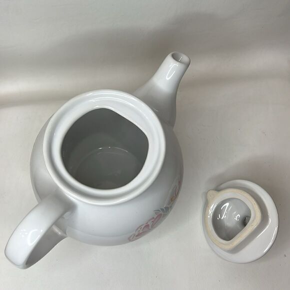 Corelle Coordinates Stoneware Tea Pot With Lid Handle Spout Floral Feminine Pink - Picture 5 of 6